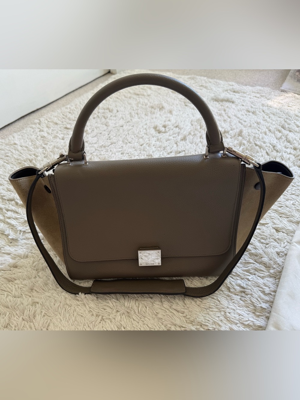 Celine Olive Brown Leather Top-Handle Satchel Size Small - Picture 2 of 7